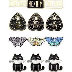 Pronoun Enamel Pins Set of 12 – Collectible Metal Lapel Pins for Backpacks, Jackets, Hats & More – He/Him, She/Her, They/Them Pins – Unique Gift for Pride, Allies & Pin Collectors