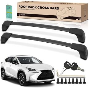YHTAUTO Car Roof Rack Cross Bar Compatible with Lexus NX200t 2015-2017, NX300 2018-2021, NX300h 2015-2021 w/Flush Rails, 165 Lbs Aluminum Alloy Cargo Bar for Rooftop Tent Kayak Bike Luggage Snowboard