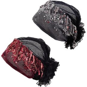2 Pack Lace Beanie Hat Mesh Cap Head Hair Scarf Wrap Summer Hat Skull Cap for Beach Hat for Women