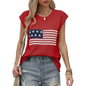 shermie Women's Cap Sleeve Top Crew Neck Sweater Vest 2025 Trendy Summer Lightweight Sweaters Tops