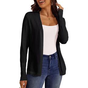 FOLUNSI Women‘s Caridgan Sweaters Casual Draped Open Front Cropped Caridgans Long Sleeve Lightweight Knit Sweater S-XL