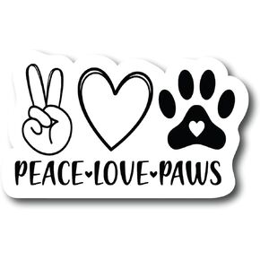 Peace Love Paws Magnet | 5-Inch by 3-Inch | Car, Truck Van, Laptop, Bumper Window 2-Pack | Magnet PLS1003