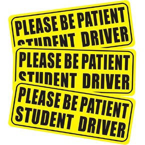 3PCS Student Driver Magnet for Car, Please Be Patient Student Driver Magnetic Decal, Reflective New Drivers Sticker Safety Warning Sign, Reusable Movable for Most Vehicles (Student)