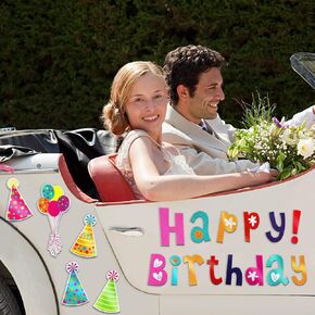19PCS CAR DIY ملصقات مغناطيسية مزخرفة إمدادات أعياد ميلاد سعيد للثلاجة ، أبواب الجراج ملصقات مغناطيسية ملونة مغناطيس بالون بانر.