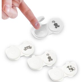 Animated Contact Lens Case - 12 Pack Cat Model A White Contact Case Easy to Open Eye Travel of Polypropylene