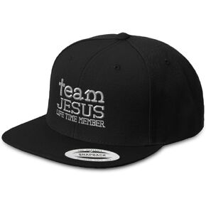 Speedy Pros Snapback Hats for Men & Women Team Jesus Life Time Member A Embroidery Acrylic Flat Bill Baseball Cap Black