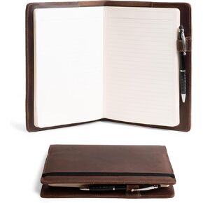 اختبئ واشرب، حافظة بغلاف صلب Leuchtturm A5 (5.75 × 8.25 بوصة) دفتر ملاحظات، غطاء واقي للمجلة، مخطط شخصي، جلد محبب بالكامل، ملحق كتابة مصنوع يدويًا، بني بوربون
