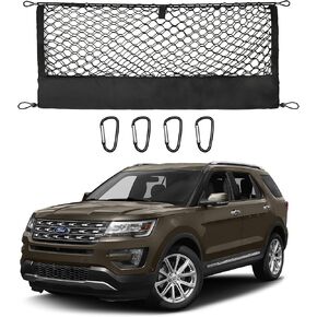 Envelope Style Truck Cargo Net Compatible with Ford Explorer Base ST XLT New 2011-2025 Accessories, Heavy Duty Carabiners Highly Elastic Truck Bed Mesh Cargo Net