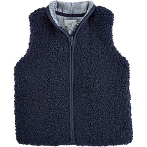 Mud Pie Girls Children Sherpa Zip Vest-Navy