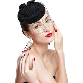 fumwase 20s 50s hats hats pillbox mesh net veil party hat خمر حزب الشاي الصغير الحزب مع الحجاب للنساء السيدات