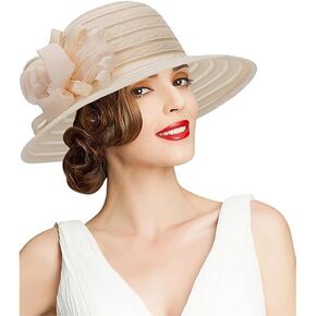 Women's Organza Mesh Church Derby Hat - Thin Breathable Sunshade Kentucky Fascinator Hat Elegant Tea Party Wedding Hats
