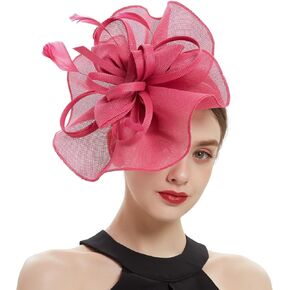 قبعة Sinamay fascinator مع زهرة أعلى ، أغطية رأس ريشة للريشة لحفل زفاف كوكتيل شاي كوكتيل شاي
