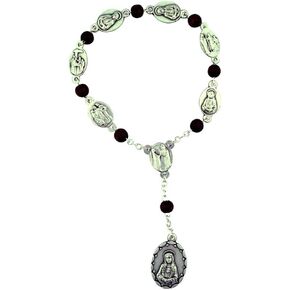 VILLAGE GIFT IMPORTERS Seven Sorrows One Decade Chaplet | Brown or Black Beads with Medals | Our Lady of Seven Dolors | Christian Jewelry