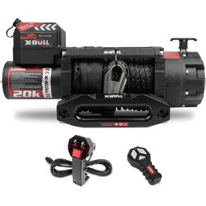 X-BULL Electric Winch 13000 lb. Load Capacity with 79ft Synthetic Rope and Hawse Fairlead 12V IP68 Waterproof, Wired and Wireless Remote for 4WD 4x4 Off-Road Vehicle Truck Jeep