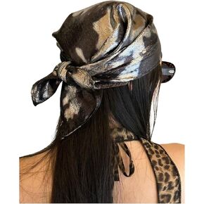 Women's Sparkly Metallic Scarf Shiny Square Bandanas Head Hair Scarves