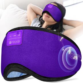 Love Eye Sleep Headphones Bluetooth 5.4 Sleeping Eye Mask سماعات الموسيقى اللاسلكية مع مكبرات صوت عالية الدقة للنوم الجانبي Total Blackout Cotton Mask للسفر والمنزل والمكتب والهدايا الفريدة