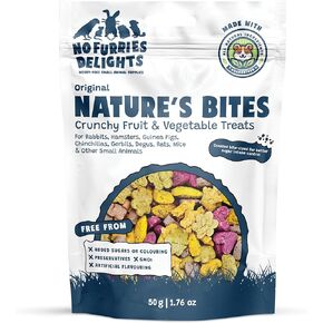 100% Organic & All Natural Treat for Rabbit Hamster Guinea Pig Chinchilla Pet Rat Mice, Nature's Bites Variety Pack 50g