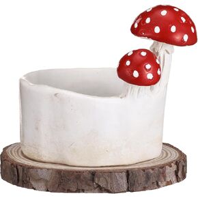Mushroom Jewelry Holder Cute Red Ring Dish Ceramic Candle Holder Trinket Storage Jar Mushroom Ceramic Candlestick Decor for Necklace Rings Earrings Table Centerpiece