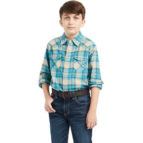 Ariat Boys' Handley Retro Fit Shirt, Sylvan Teal, Large