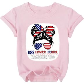 4th of July Shirts Toddler Girls Boys American Flag Shirts Kids Patriotic Independence Day Outfit 5-12 Years