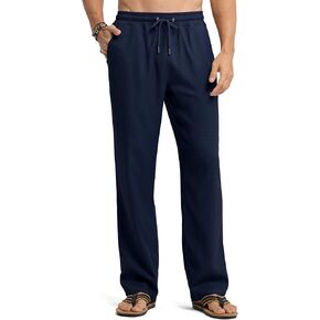 Willit Men's Linen Pants Casual Beach Summer Pants Drawstring Lightweight Linen Trousers 28" 30"