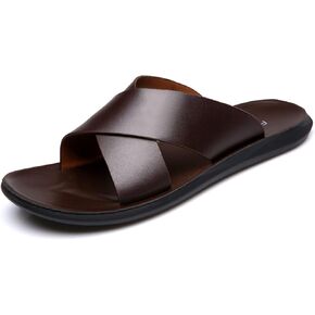 Fashion X Band Slipper for Men Solid Colling Leather Leather Open Open Open lead on Beach Sandal Anti-Slip