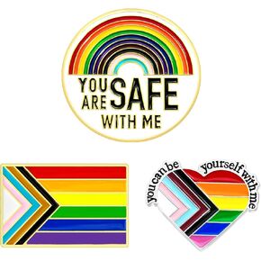 Nanafast 3Pcs LGBTQ Pride Pins - Rainbow Heart Lapel Pin Brooch Badge for Pride Month Parades and Events - Accessories for Clothes, Bags and Hats