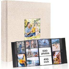 Colemoly Linen Photo Album 4x6 600 Pockets Big Capacity Albums for Storing 600 Horizontal and Vertical Pictures for Family, Friends and Pets(Black, 600 Pockets) in Kuwait