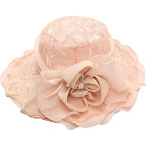 Lace Women Sun Hat, Elegant Flower Wide Brim Adjustable Flower Sun Protection Hat Foldable Summer Beach Bucket Cap