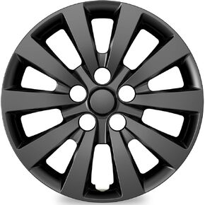 4-Pack Hubcaps Compatible with Nissan Leaf 2011-2025, Sentra 2013-2019, 16 inch 16" Steel Wheel, Wheel Covers Skins, Snap On Tire Cover Replacement (Black Color)