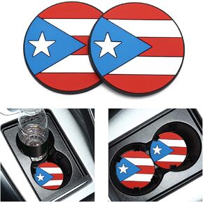 Puerto Rico Flag Cust Coasts Coasters -Car Inversities 2.75 Inch Silicone Anti Slip Puerto Rico Flag Car -Universal (Puerto Rico Flag)