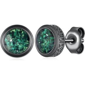 Vikings Earrings S925 Sterling Silver Malachite Vikings Stud Earrings Vikings Jewelry Gifts for Men Women
