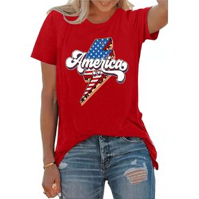 4th من يوليو قمصان للنساء أمريكا طباعة Tshirt الوطنية خمر الولايات المتحدة الأمريكية