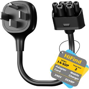 NEMA 6-50 Adapter for Tesla Gen 2 Mobile Charger 1 Ft, Connect Tesla Portable Charger to 6-50 Plug 240/250V Outlet 32 Amp Fast Charging for EV, Model S/3/X/Y, Safe & Durable, ETL, Black