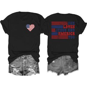 American Flag Shirts Women: 4th of July T-Shirt Patriotic Graphic Tees Christian Faith Short Sleeve Tops