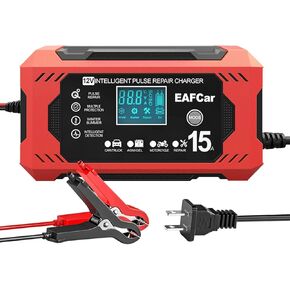 شاحن بطارية 6-AMP ، شاحن بطارية سيارة 12 فولت شاحن ، شحن حمض الأوتوماتيكي ذكي مع تعويض درجة الحرارة لزاحات شاحنة العشب القوارب البحرية (6A)