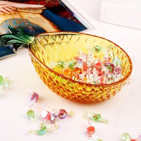 9.8" Glass Fruit Bowl, Candy Dish, Decorative Bowl for Snacks, Salad, Serving Bowl for Kitchen Counter, Pineapple