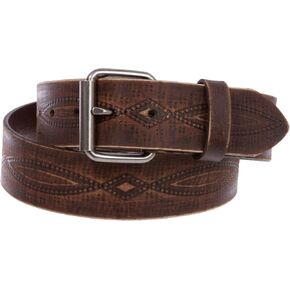 1 3/4" snap on Embossed Vintage Cowhide Thick Leather Casual Jean Belt