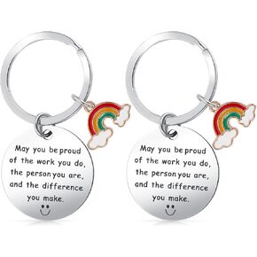 Ouligay 2Pcs Thank You Keychain Gifts for Women, Employee Appreciation Gift for Coworker Leaving Going Away Goodbye Farewell, Thank You Gift for Teacher Social Worker Team Colleague Mom Mothers Nurse