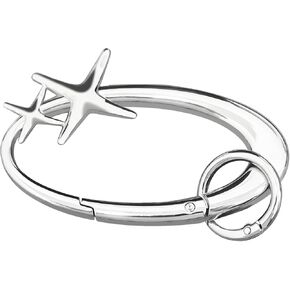 Star Carabiner Keychain Cool Key Ring Extra-Large Shiny Chrome, Karibiner Minimal Alloy Material Silver Cute for Car Keys Purse Handbag Backpack Bag Charms