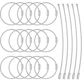20 Pieces Wire Keychain Cable of 7.8 Inches Stainless Steel Large Key Ring, 2mm Cable Loop Rings for Keyrings, Hanging Luggage Tag, Bag Tag, ID Tag Keepers, Kitchen Utensils