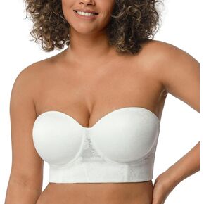 HSIA Longline Strapless Bras for Women Large Bust - Supportive Comfortable Grippy Corset Bandeau Plus Size