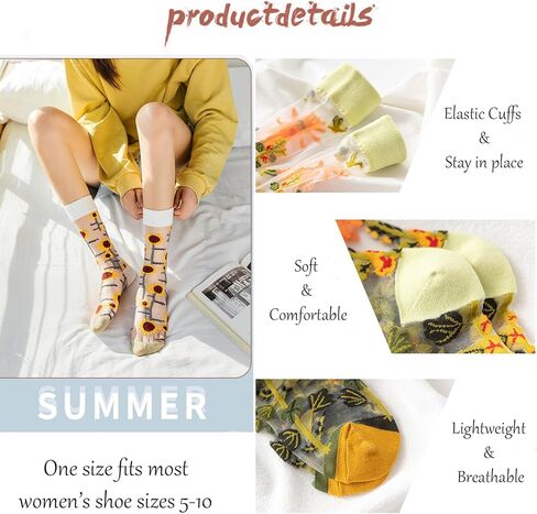 DXYAKY Women's Sheer Floral Embroidered Socks - Vintage Transparent Thin Mesh Crew Socks, Cute & Fashion Lace Aesthetic Ankle in Kuwait