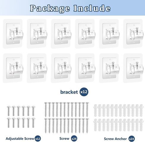 6PCS No Drill Curtain Rod Brackets,Self Adhesive Curtain Rod Holder No Drilling,Renter Friendly Drapery Rod Hook,Nail Free Adjustable Non Screw Draper Pole for Apartment Window Wall Door Ceiling Mount in Kuwait