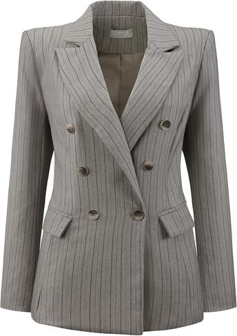 Women's Double Breasted Blazer Vintage Pinstripe Striped Suit in Saudi Arabia
