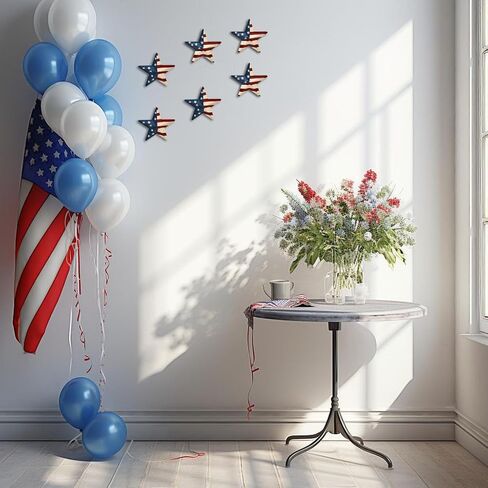 Patriotic Star Ornaments 4th of July American Flag Metal Star Hanging Decorations 3.6x3.6 Barn Decor for Tree Memorial Day Party Decor in Saudi Arabia