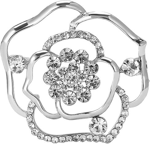 Flower Floral Brooch for Women Rose Flower Pearl Brooch Pin Crystal Rhinestone Brooches Clothing Dress Accessories Wedding Party Birthday Jewelry Gift for Women Wife in Saudi Arabia