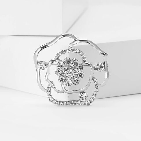 Flower Floral Brooch for Women Rose Flower Pearl Brooch Pin Crystal Rhinestone Brooches Clothing Dress Accessories Wedding Party Birthday Jewelry Gift for Women Wife in Saudi Arabia