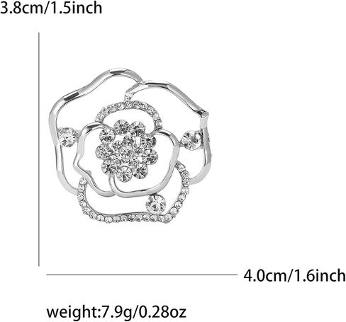 Flower Floral Brooch for Women Rose Flower Pearl Brooch Pin Crystal Rhinestone Brooches Clothing Dress Accessories Wedding Party Birthday Jewelry Gift for Women Wife in Saudi Arabia