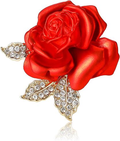 Flower Floral Brooch for Women Rose Flower Pearl Brooch Pin Crystal Rhinestone Brooches Clothing Dress Accessories Wedding Party Birthday Jewelry Gift for Women Wife in Saudi Arabia
